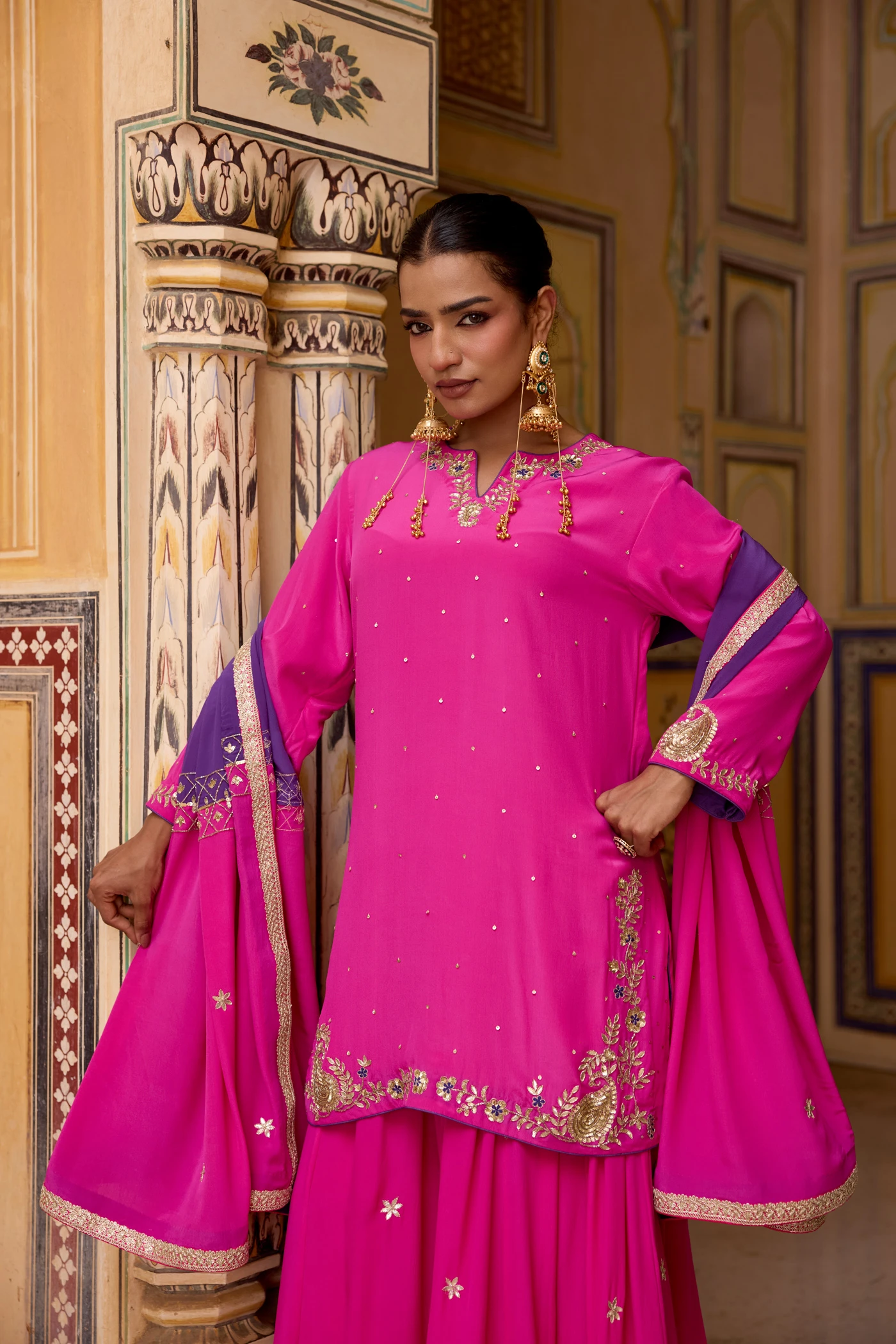 pink purple sharara set