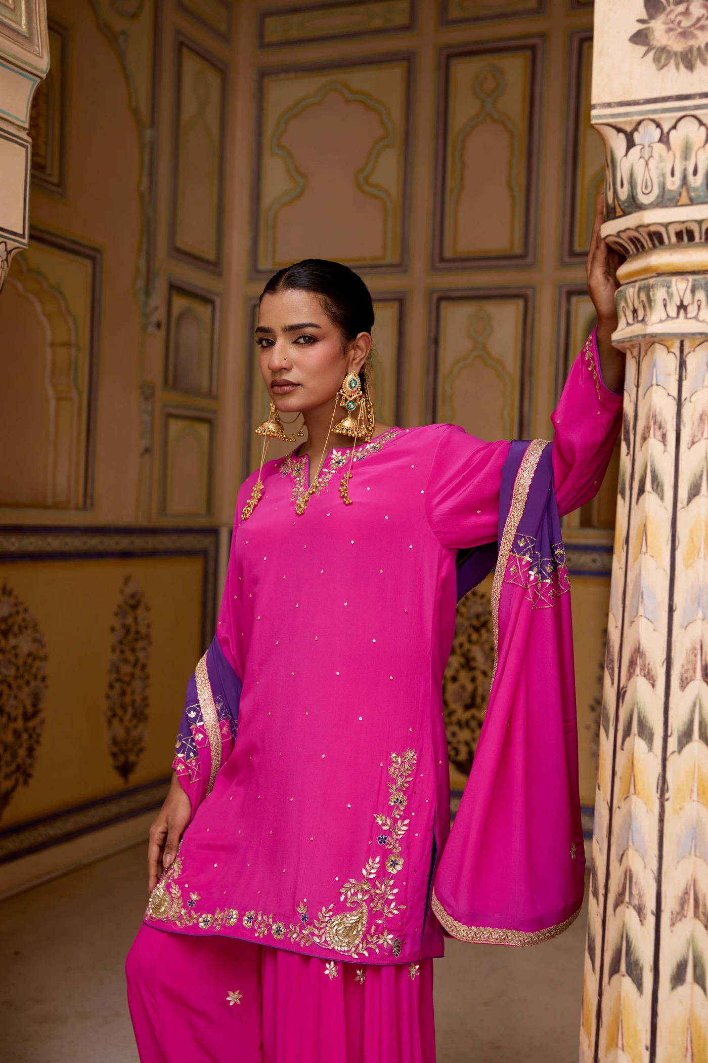 pink purple sharara set